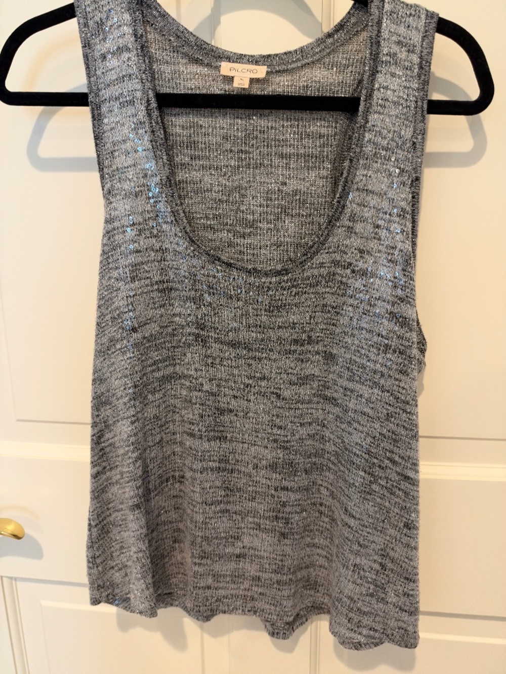 Anthropologie Pilcro Gray Sequin Knit Tank | XL